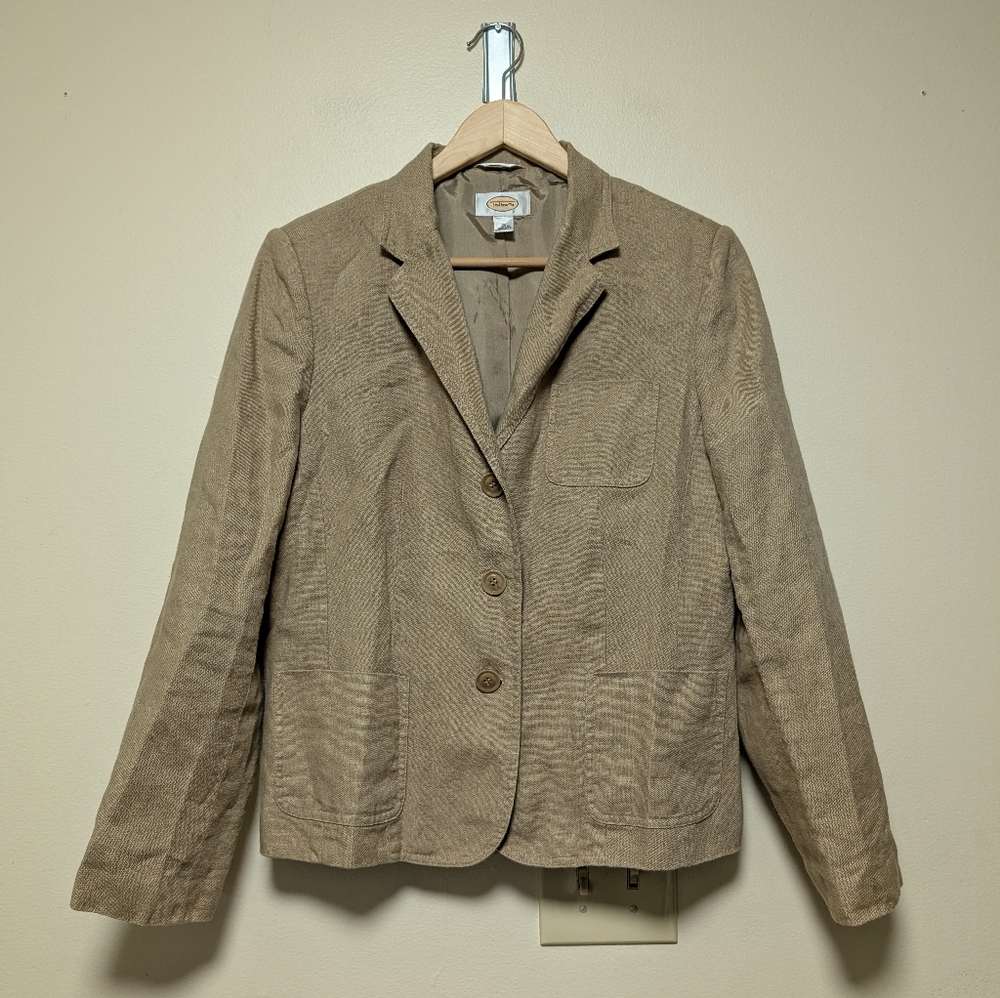 Talbots Irish Linen Blazer Tan Size 12